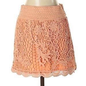 Topshop Peach Crochet Mini Skirt